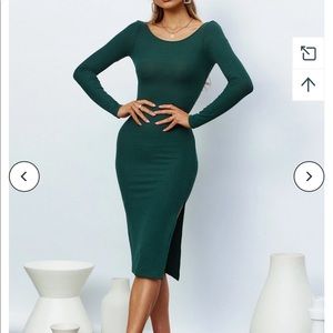 Hello Molly Sour Candy Midi Bodycon Long Sleeve Backless Dress - XS